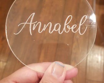Wedding name tag, acrylic engraved place card, table place name setting, acrylic gift tag, personalized acrylic name tag, wedding seat tag