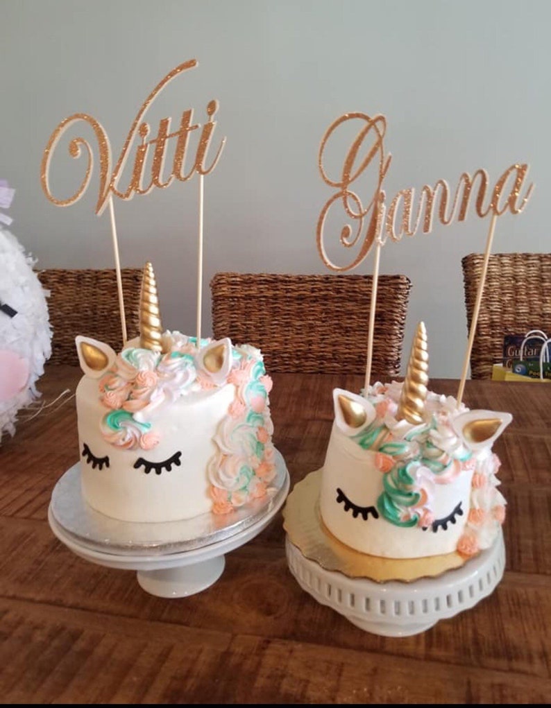 Custom Gold Glitter Cake Topper Etsy