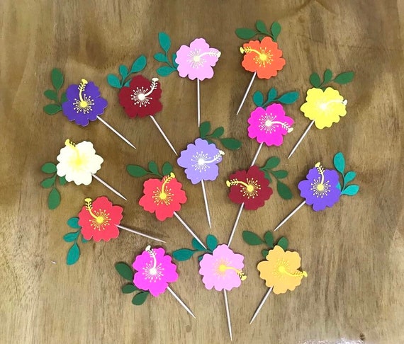 24 Moana Cupcake Toppers Hibiscus Flower Cupcake Toppers Etsy 24 Moana Cupcake Toppers Hibiscus Flower Cupcake Toppers Etsy
