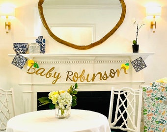 Tuscan Lemon Baby Shower Banner, Personalized Lemon Baby Banner, Lemon Baby Shower, Italian Baby Shower, Lemon banner, Ciao Baby Banner