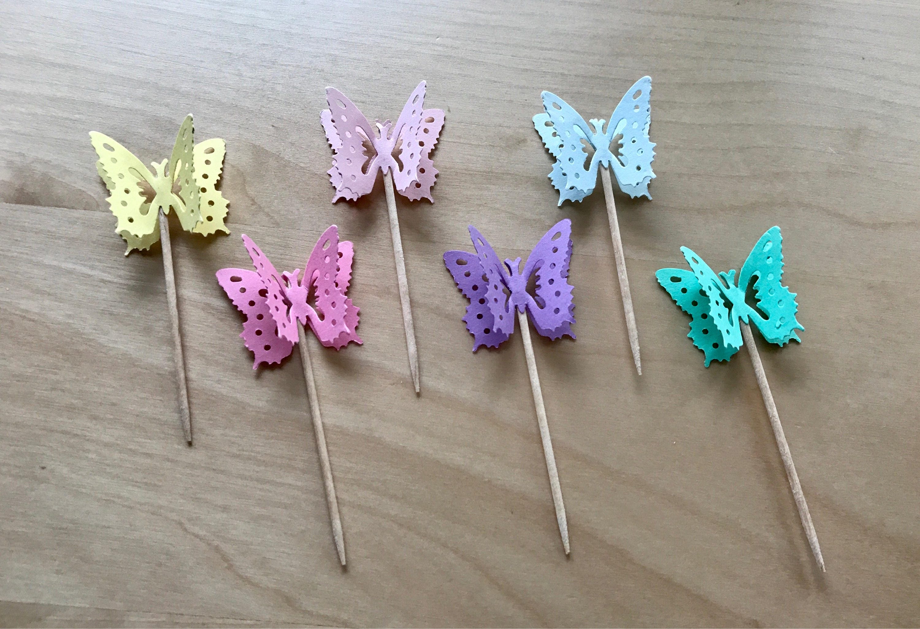 12 Butterfly Cupcake Toppers Pastel Color Cupcake Toppers Etsy Ireland