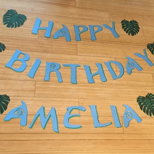 Luau birthday banner, Hawaiian party banner, Hibiscus birthday banner, tropical banner, tiki birthday banner, Hawaiian birthday, aloha party image 5