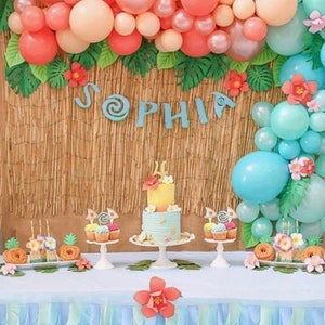 Luau birthday banner, Hawaiian party banner, Hibiscus birthday banner, tropical banner, tiki birthday banner, Hawaiian birthday, aloha party image 2