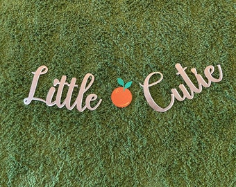 Little Cutie Baby Shower Banner, Gold Glitter Little Cutie