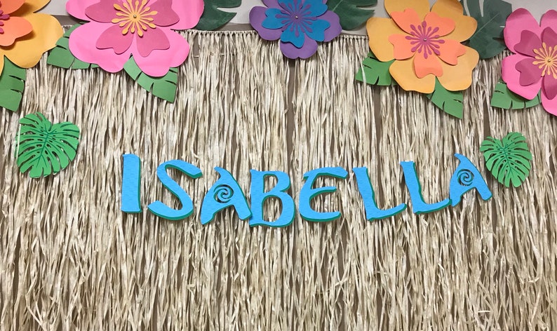 Luau birthday banner, Hawaiian party banner, Hibiscus birthday banner, tropical banner, tiki birthday banner, Hawaiian birthday, aloha party image 1