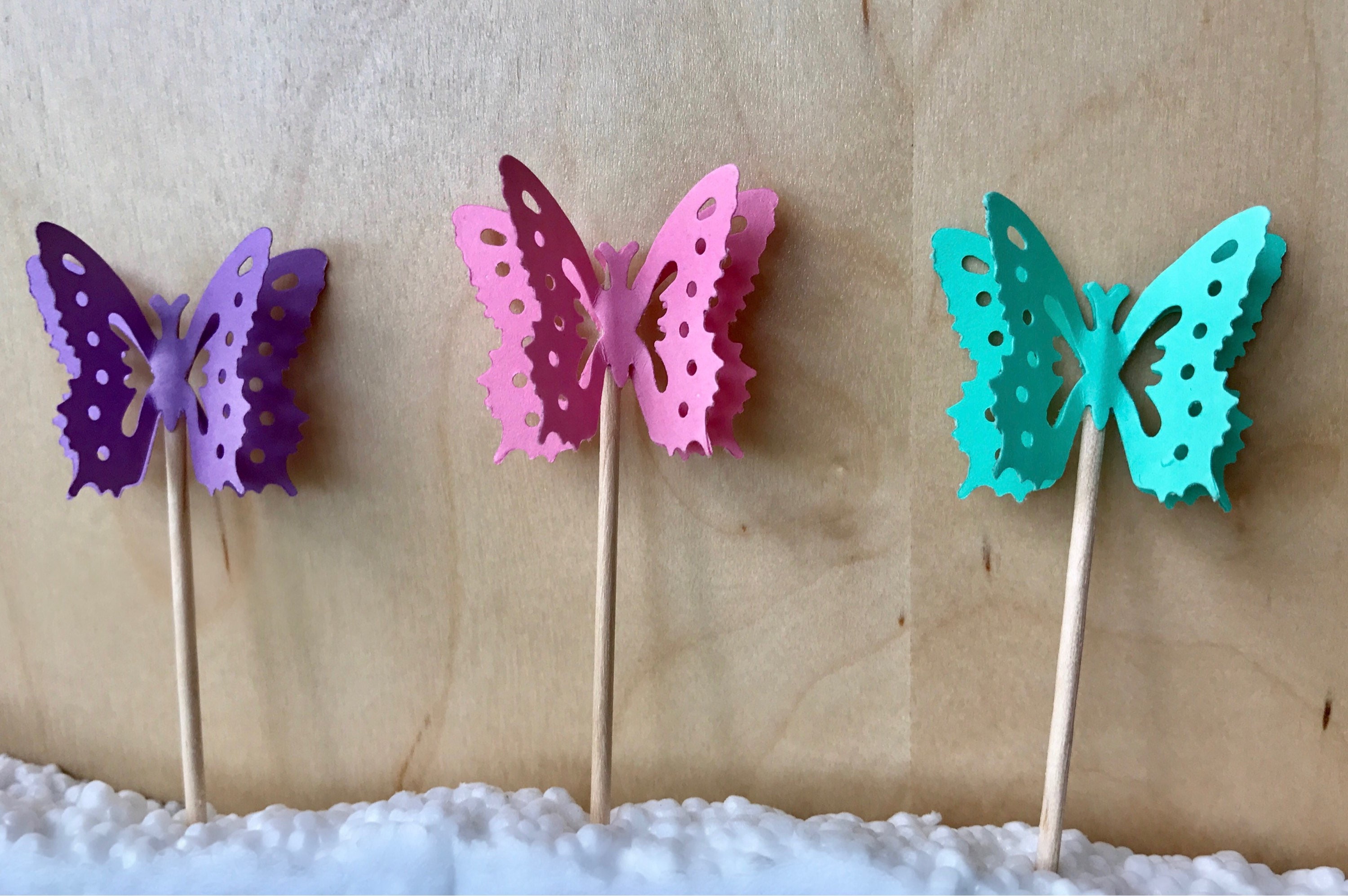 12 Butterfly cupcake toppers Pastel Color Cupcake Toppers Etsy