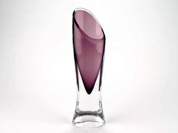 Purple Glass Vase Designer Glass Vase Cut Glass Swedish Etsy
