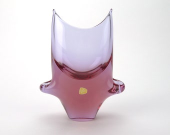 Néodyme Alexandrite verre vase - violet / rose / bleu ZBS art vase en verre - années 1950 Miloslav Klinger Zelezny Brod verrerie