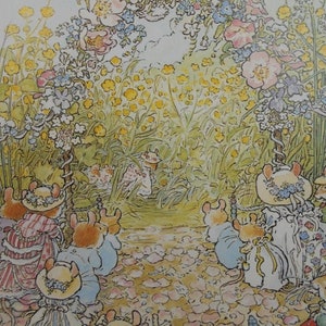 THE WEDDING PARTY - Brambly Hedge - Jill Barklem mounted print 12&quot; x 10&quot; Ivory Mount