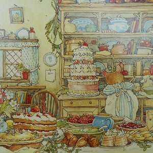 THE WEDDING FEAST - Brambly Hedge - Jill Barklem mounted print 12&quot; x 10&quot; Double Ivory Mount