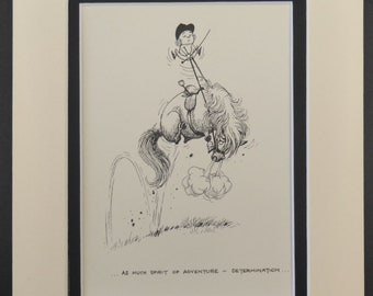 As much spirit of adventure - Determination - Norman Thelwell 10&quot; x 8&quot; DOUBLE MOUNTED PRINT