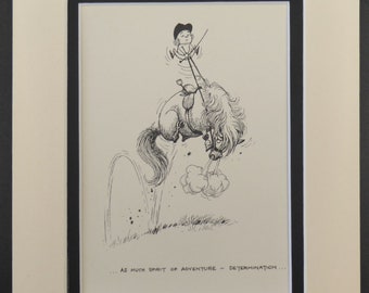 As much spirit of adventure - Determination - Norman Thelwell 10" x 8" DOUBLE MOUNTED PRINT