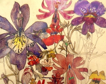 FJÄRILSBLOMMOR - Jugendblomma - Charles Rennie Mackintosh - Monterat tryck 25 x 20 cm