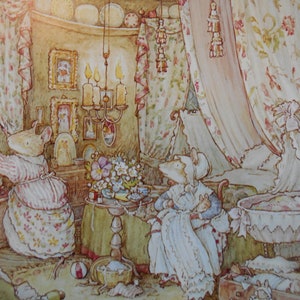 Brambly Hedge - Jill Barklem mounted print - THE NURSERY - 12&quot; x 10&quot; Ivory Mount