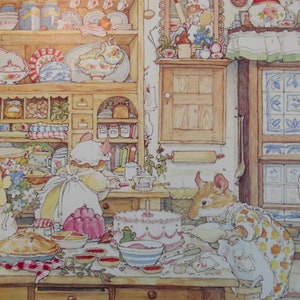 Brambly Hedge - Jill Barklem mounted print - MAKING THE CAKE - 12&quot; x 10&quot; Ivory Mount