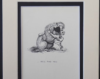 He&#39;ll find You - Norman Thelwell 10&quot; x 8&quot; DOUBLE MOUNTED PRINT
