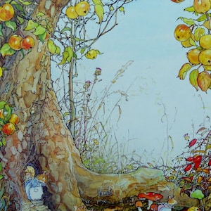 Brambly Hedge mounted print - DOORWAY To CRABTREE COTTAGE  12&quot; x 10&quot; Ivory Mount