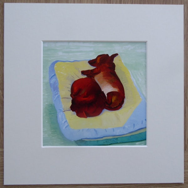 DACHSHUNDS - David Hockney print in 10" x 10" Soft White Mount Ready to Frame in Excellent New Condition 3