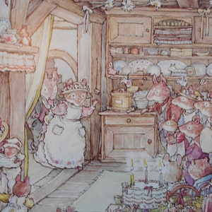Brambly Hedge - Jill Barklem mounted print - AFTER THE WEDDING - 12&quot; x 10&quot; Ivory Mount