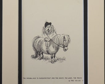 The Natural Aids to Hoursemanship   - Norman Thelwell 10" x 8" DOUBLE MOUNTED PRINT