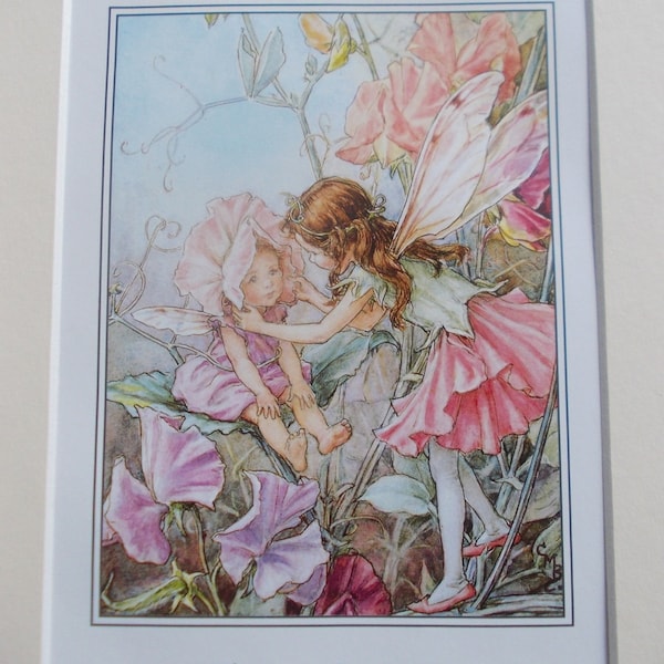 SWEET PEA Flower Fairy / Hadas Cecily Mary Barker en 10in x 8in Ivory Mount 8in x 6in Imprimir