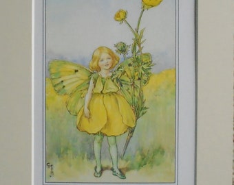 BUTTERCUP  Flower Fairy, Cecily Mary Barker in 10in x 8in Ivory Mount  8in  x 6in  Print