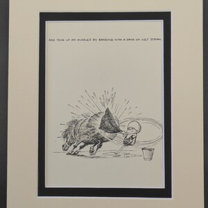 And Tone Up His Muscles - Norman Thelwell 10&quot; x 8&quot; DOUBLE MOUNTED PRINT