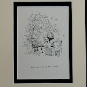 Norman Thelwell 10&quot; x 8&quot; DOUBLE MOUNTED PRINT  - Detergents Should Be Avoided