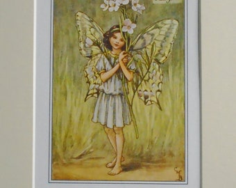 LADY'S SMOCK Flower Fairy, Cecily Mary Barker in 10in x 8in Ivory Mount and 8in  x 6in  Print