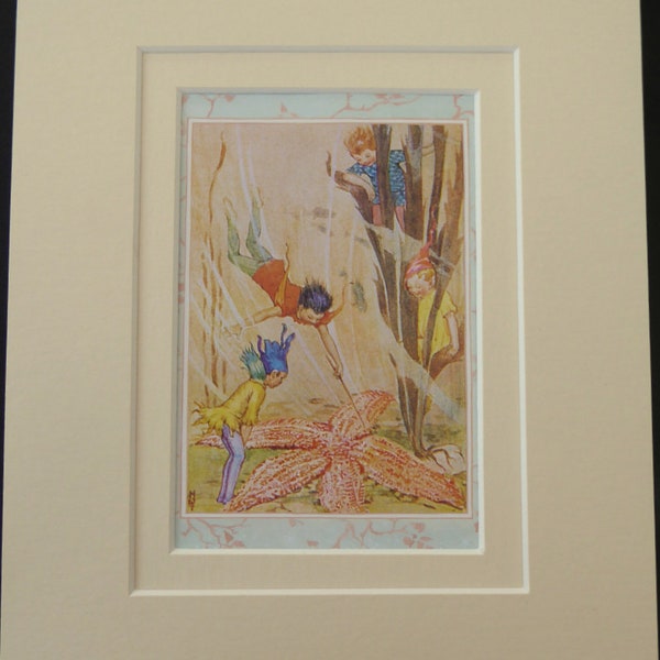 Margaret Tarrant Vintage Print - THE STARFISH  from Seashore Fairies - In Ivory Double Mount 10" x 8"