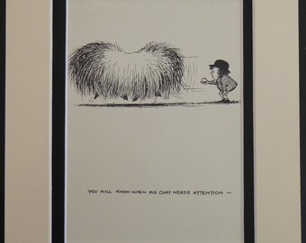 Norman Thelwell 10" x 8" DOUBLE MOUNTED PRINT  - You Will Know When His Coat Needs Attention