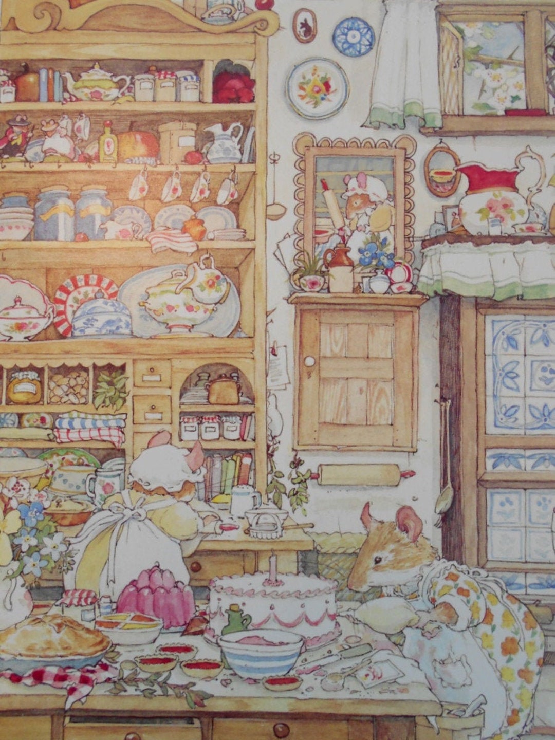 Brambly Hedge - Jill Barklem mounted print - MAKING THE CAKE - 12 