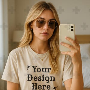Ivory Comfort Colors 1717 Tshirt Mockup C1717 Lifestyle Mock Indie Selfie Mockup Pinterest Aesthetic Influencer Mockup Trendy Y2K Summer Top