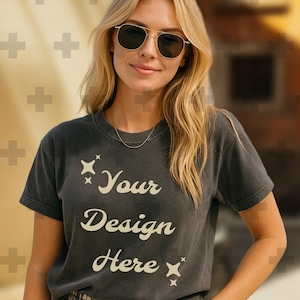 Pepper Comfort Colors 1717 Tshirt Mockup C1717 Lifestyle Mock Indie Beach Mockup Pinterest Aesthetic Influencer Mockup Trendy Y2K Summer Top