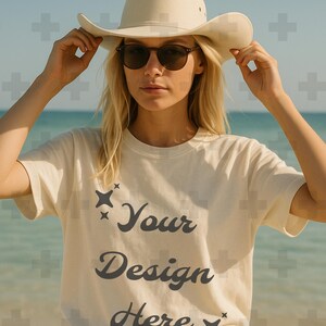 White Comfort Colors 1717 Tshirt Mockup C1717 Lifestyle Mock Artsy Beach Mockup Pinterest Aesthetic Influencer Mockup Trendy Y2K Summer Top