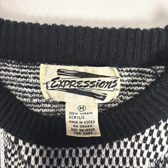 Expressions Geometric Patchwork Knit Sweater Mens… - image 2