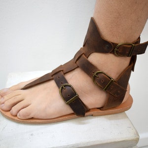 Greek Roman leather sandals for men