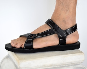 Sandali in pelle alla moda per uomo, sandali estivi da uomo, scarpe basse da uomo.