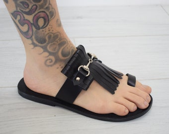 Leather sandals men/ Slide leather sandals/ Slide men sandals/ Men lea –  Sparta Novelty