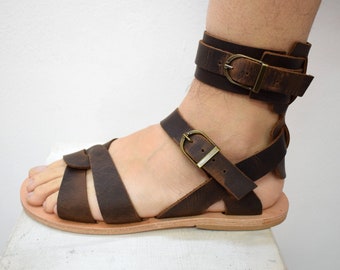 Roman Armor leather sandals, Men sandals with High Quality Genuine Leather and Free express shipping