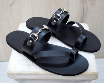 Leather sandals men/ Slide leather sandals/ Slide men sandals/ Men lea –  Sparta Novelty