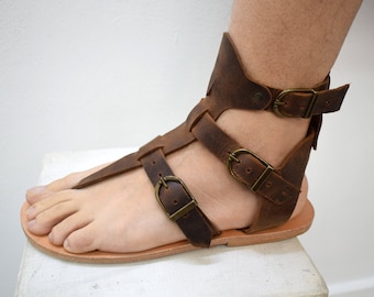 Grieks-Romeinse leren sandalen voor heren