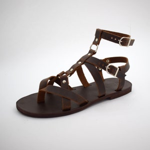 Gladiator Roman Grecian Spartan Mens Brown Spartacus Halloween sandals