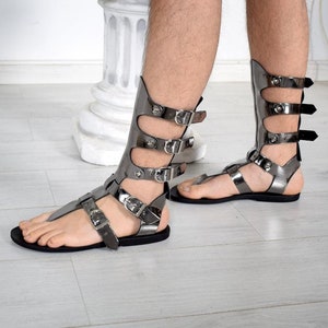 Halloween Uniform, Halloween Sandals, Gladiator Men Sandals, Handmade Sparta Sandals, Movie and Theater gladiator sandals, Sandals for Party