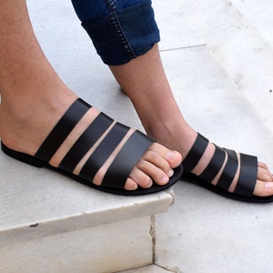 Gladiator Men Sandals/ Greek men sandals/ Gift For Men/ ACHILLIOS sandals/ Handmade Sparta Sandals/ Men black slippers/ Genuine Leather