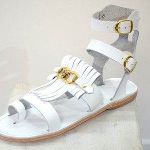 Cosplay clothing, Εmperor Gladiator roman white men sandals, Greek theatrical medieval costume sandals, Halloween Armor Male spartacus