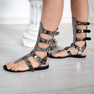 Renaissance Gladiator Roman Men Sandals, Greek Theatrical Medieval ...