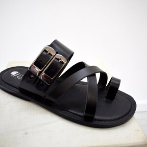 Leather Sandals Slipers Men Thongs BLACK Color Leather - Etsy