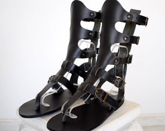 Gladiator Men Sandals, Handmade Leather Black Sandals, Genuine Leather sandals, Movie and Theater gladiator sandals, Sandals for Party