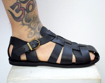 Visserssandalen Gesloten teen Heren Handgemaakte Griekse leren sandalen